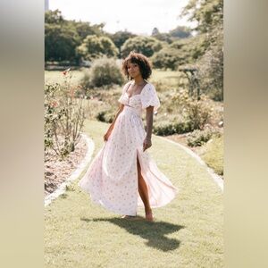 Runaway The‎ Label Chloe Puff Sleeve Dress Floral Pink Cutout Maxi Medium